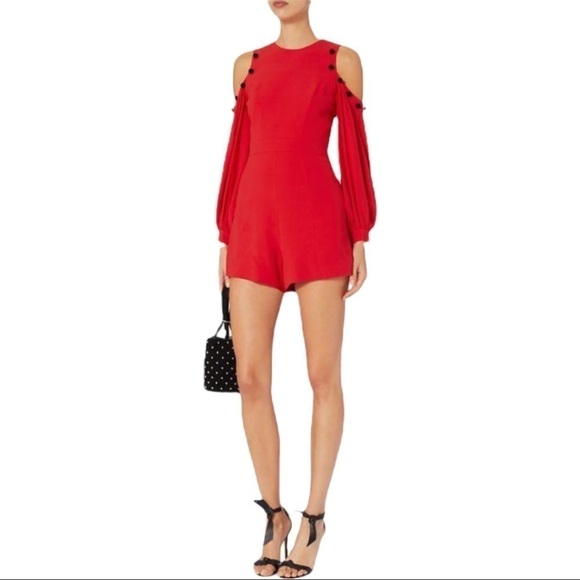 ALEXIS Asher Long sleeve shoulder Cut out Romper Red Size XS NWT - Picture 3 of 12